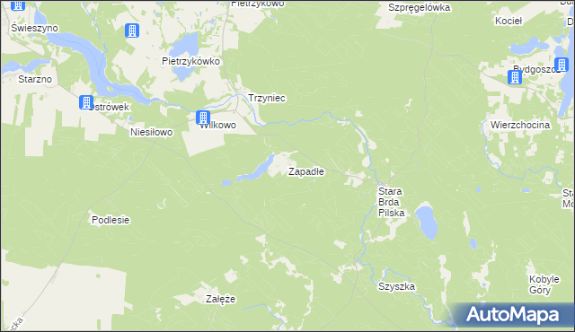 mapa Zapadłe gmina Koczała, Zapadłe gmina Koczała na mapie Targeo