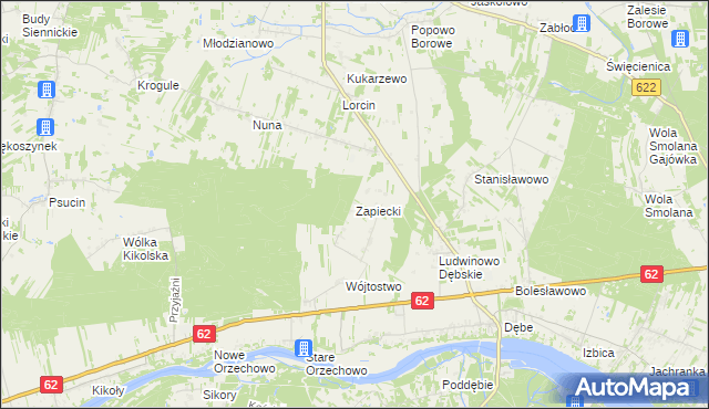 mapa Zapiecki gmina Pomiechówek, Zapiecki gmina Pomiechówek na mapie Targeo