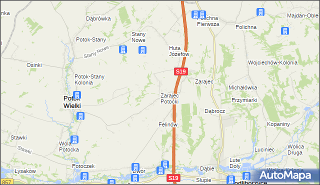 mapa Zarajec Potocki, Zarajec Potocki na mapie Targeo