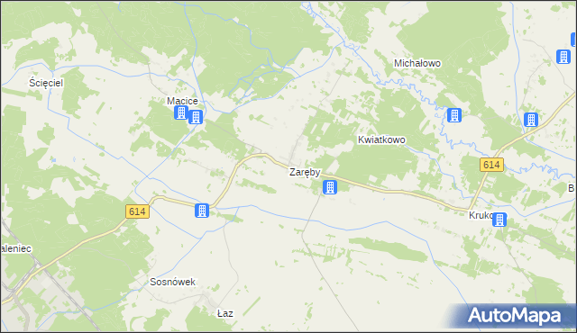 mapa Zaręby gmina Chorzele, Zaręby gmina Chorzele na mapie Targeo