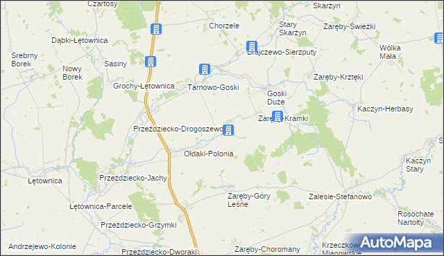 mapa Zaręby-Grzymały, Zaręby-Grzymały na mapie Targeo