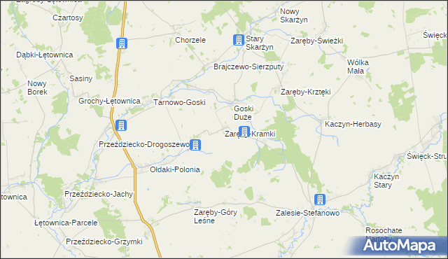 mapa Zaręby-Kramki, Zaręby-Kramki na mapie Targeo