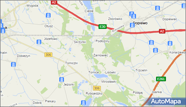 mapa Żarnowiec gmina Dopiewo, Żarnowiec gmina Dopiewo na mapie Targeo