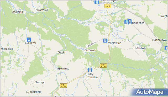 mapa Żarnowo gmina Grzmiąca, Żarnowo gmina Grzmiąca na mapie Targeo