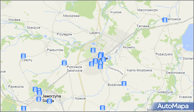 mapa Żarów powiat świdnicki, Żarów powiat świdnicki na mapie Targeo