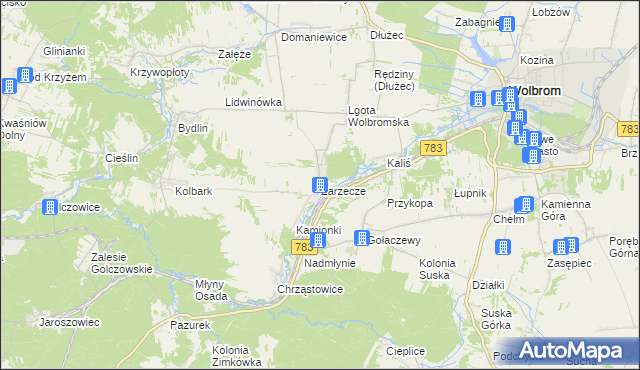 mapa Zarzecze gmina Wolbrom, Zarzecze gmina Wolbrom na mapie Targeo