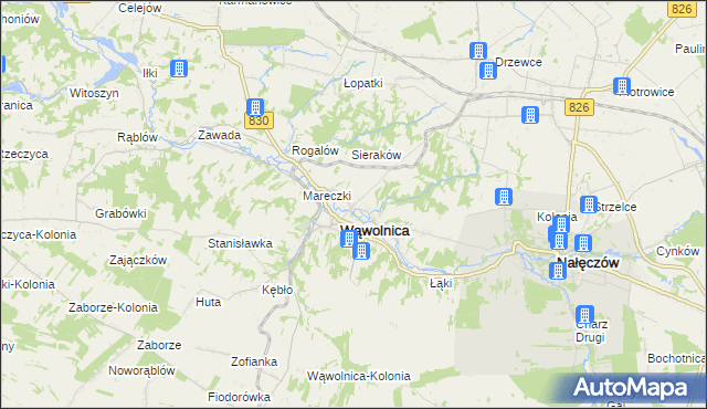 mapa Zarzeka gmina Wąwolnica, Zarzeka gmina Wąwolnica na mapie Targeo