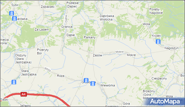 mapa Zasów, Zasów na mapie Targeo