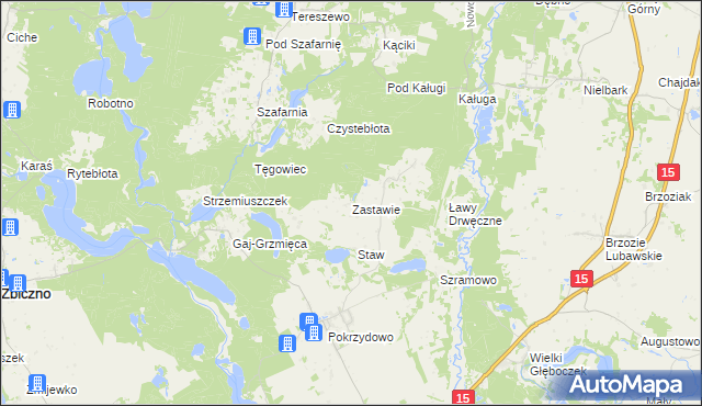 mapa Zastawie gmina Zbiczno, Zastawie gmina Zbiczno na mapie Targeo