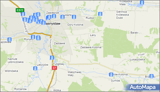 mapa Zastawie-Kolonia, Zastawie-Kolonia na mapie Targeo