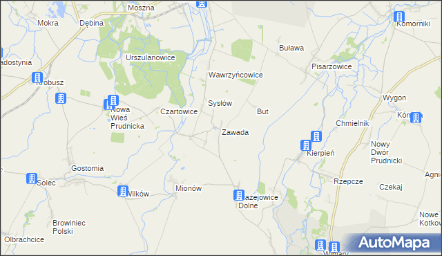 mapa Zawada gmina Głogówek, Zawada gmina Głogówek na mapie Targeo