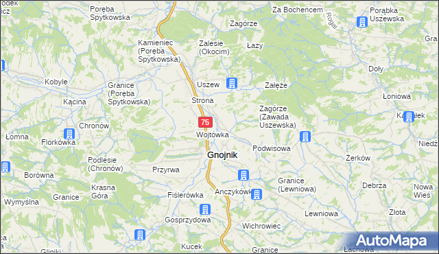 mapa Zawada Uszewska, Zawada Uszewska na mapie Targeo