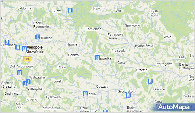 mapa Zawadka gmina Strzyżów, Zawadka gmina Strzyżów na mapie Targeo