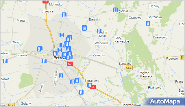 mapa Zawadki gmina Przasnysz, Zawadki gmina Przasnysz na mapie Targeo