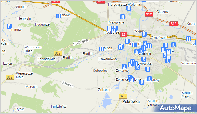 mapa Zawadówka gmina Chełm, Zawadówka gmina Chełm na mapie Targeo