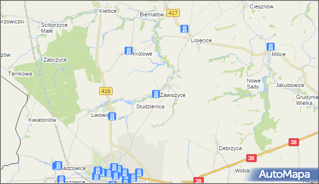 mapa Zawiszyce, Zawiszyce na mapie Targeo