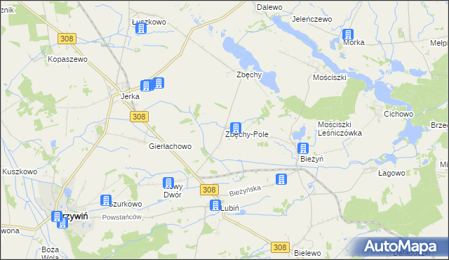 mapa Zbęchy-Pole, Zbęchy-Pole na mapie Targeo