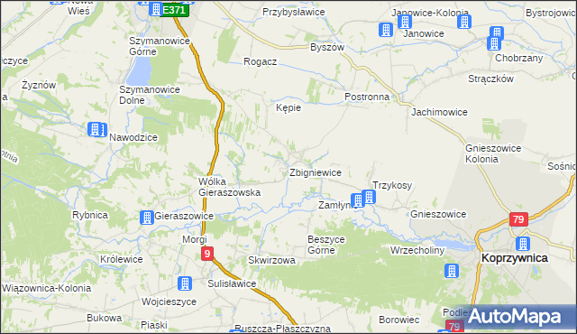 mapa Zbigniewice, Zbigniewice na mapie Targeo