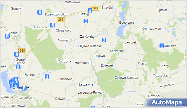 mapa Zbijewo, Zbijewo na mapie Targeo