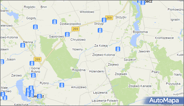 mapa Zbijewo-Kolonia, Zbijewo-Kolonia na mapie Targeo