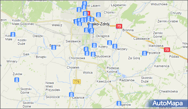 mapa Zbludowice, Zbludowice na mapie Targeo