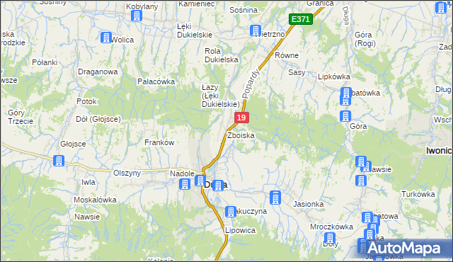 mapa Zboiska gmina Dukla, Zboiska gmina Dukla na mapie Targeo