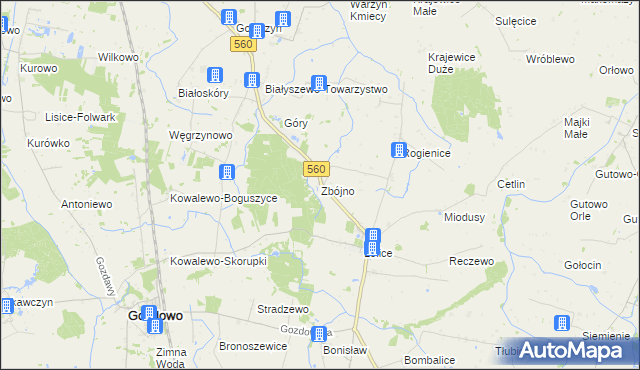 mapa Zbójno gmina Gozdowo, Zbójno gmina Gozdowo na mapie Targeo