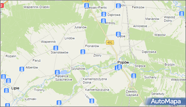 mapa Zbory, Zbory na mapie Targeo