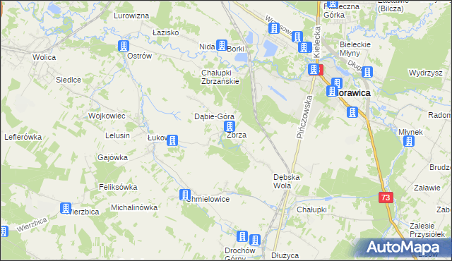 mapa Zbrza gmina Morawica, Zbrza gmina Morawica na mapie Targeo