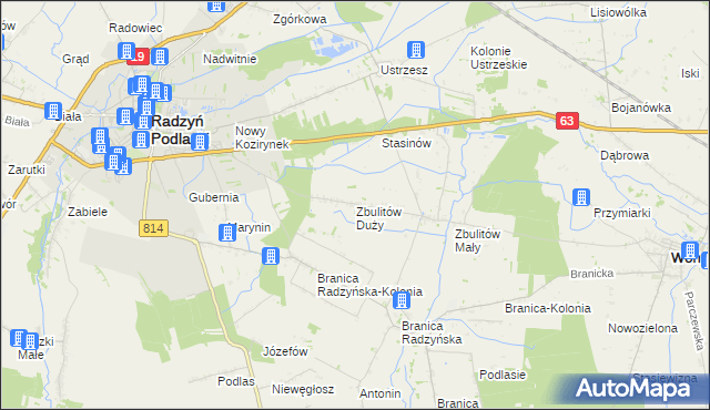 mapa Zbulitów Duży, Zbulitów Duży na mapie Targeo