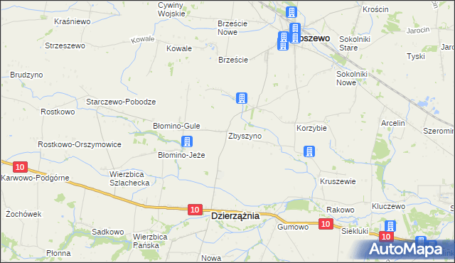 mapa Zbyszyno, Zbyszyno na mapie Targeo