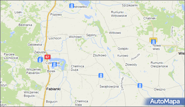 mapa Zbytkowo, Zbytkowo na mapie Targeo