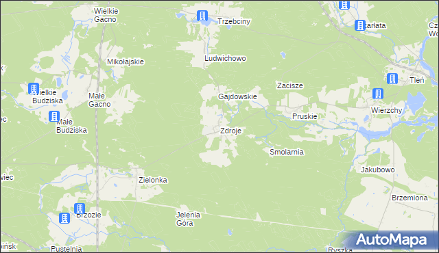 mapa Zdroje gmina Cekcyn, Zdroje gmina Cekcyn na mapie Targeo