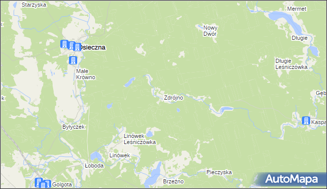 mapa Zdrójno gmina Osieczna, Zdrójno gmina Osieczna na mapie Targeo