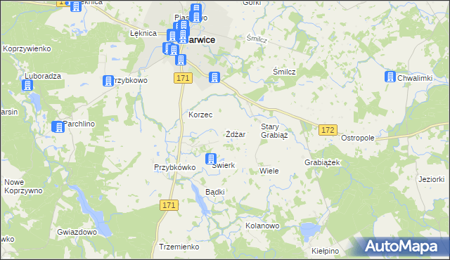 mapa Żdżar gmina Barwice, Żdżar gmina Barwice na mapie Targeo