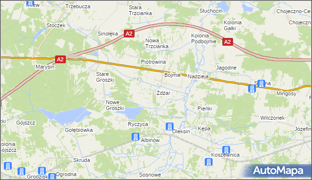 mapa Żdżar gmina Kotuń, Żdżar gmina Kotuń na mapie Targeo