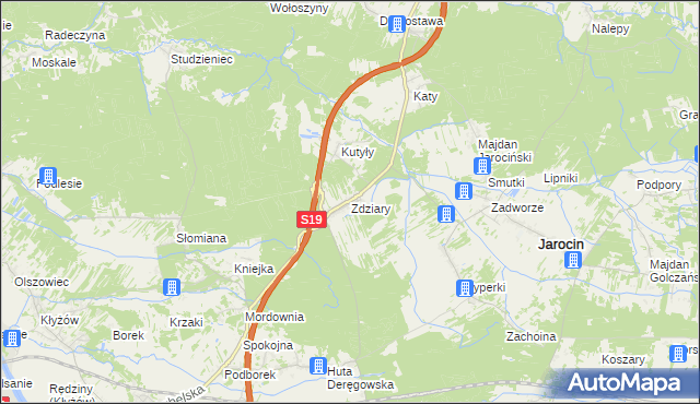 mapa Zdziary gmina Jarocin, Zdziary gmina Jarocin na mapie Targeo