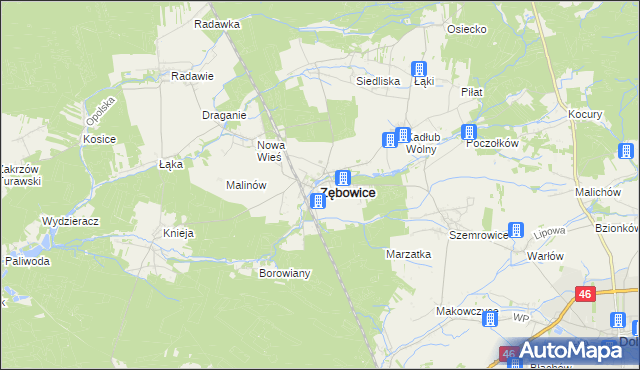 mapa Zębowice powiat oleski, Zębowice powiat oleski na mapie Targeo