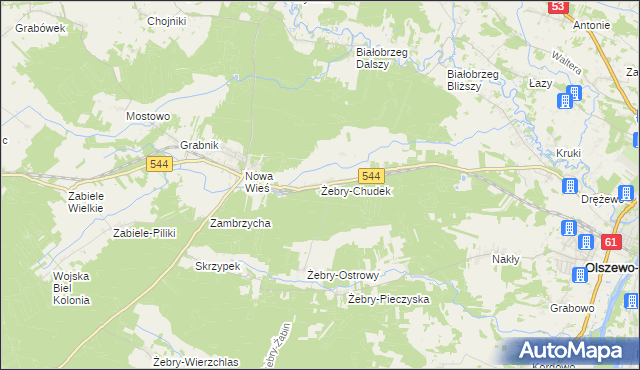 mapa Żebry-Chudek, Żebry-Chudek na mapie Targeo