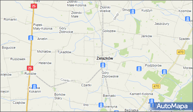 mapa Żelazków powiat kaliski, Żelazków powiat kaliski na mapie Targeo