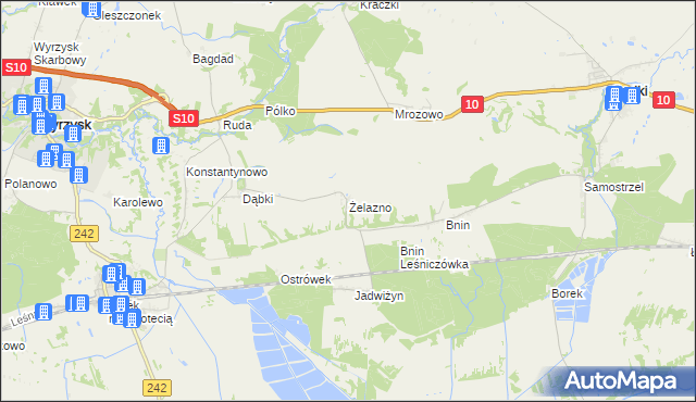 mapa Żelazno gmina Wyrzysk, Żelazno gmina Wyrzysk na mapie Targeo