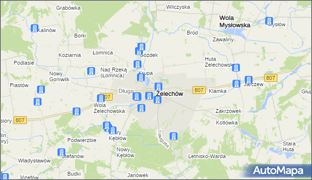 mapa Żelechów powiat garwoliński, Żelechów powiat garwoliński na mapie Targeo