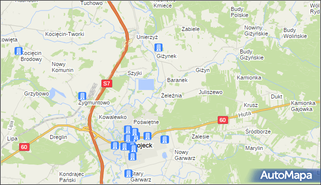 mapa Żeleźnia, Żeleźnia na mapie Targeo