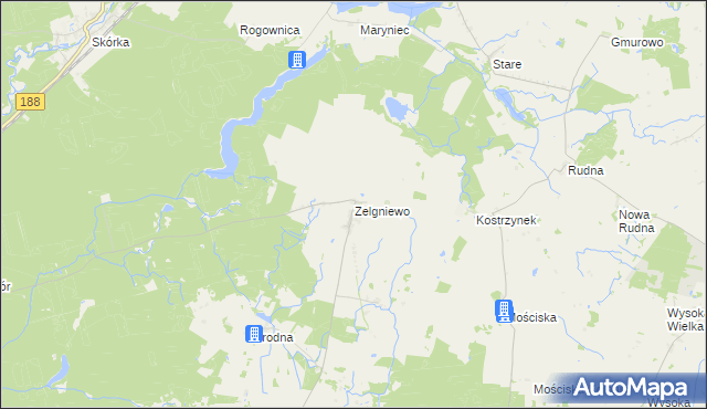 mapa Zelgniewo, Zelgniewo na mapie Targeo