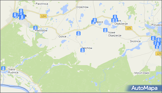 mapa Żelichów gmina Cedynia, Żelichów gmina Cedynia na mapie Targeo