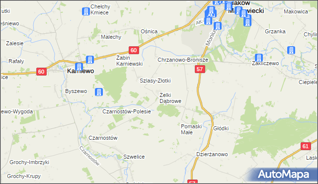 mapa Zelki Dąbrowe, Zelki Dąbrowe na mapie Targeo