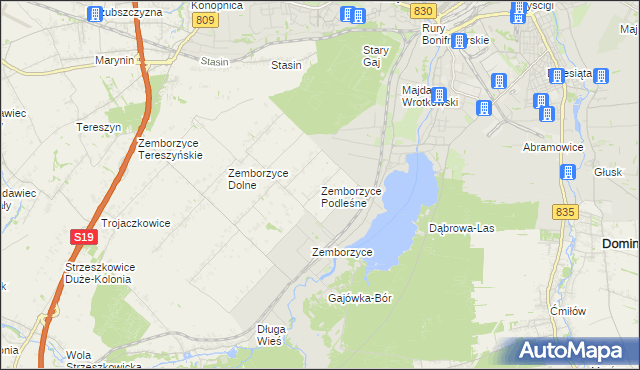 mapa Zemborzyce Podleśne, Zemborzyce Podleśne na mapie Targeo