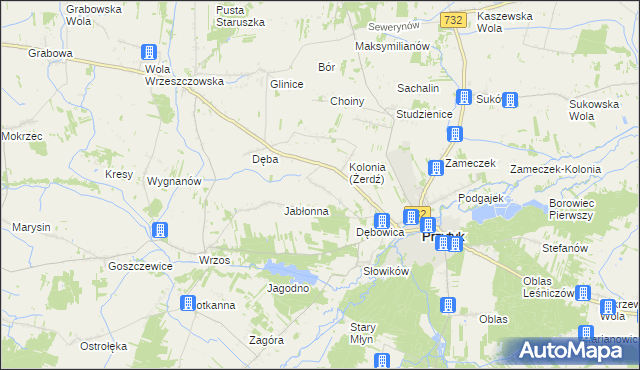 mapa Żerdź gmina Przytyk, Żerdź gmina Przytyk na mapie Targeo