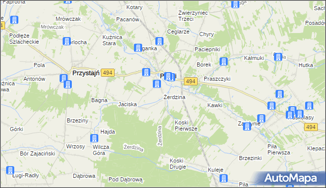 mapa Żerdzina, Żerdzina na mapie Targeo