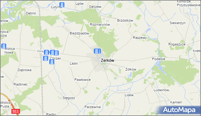 mapa Żerków powiat jarociński, Żerków powiat jarociński na mapie Targeo